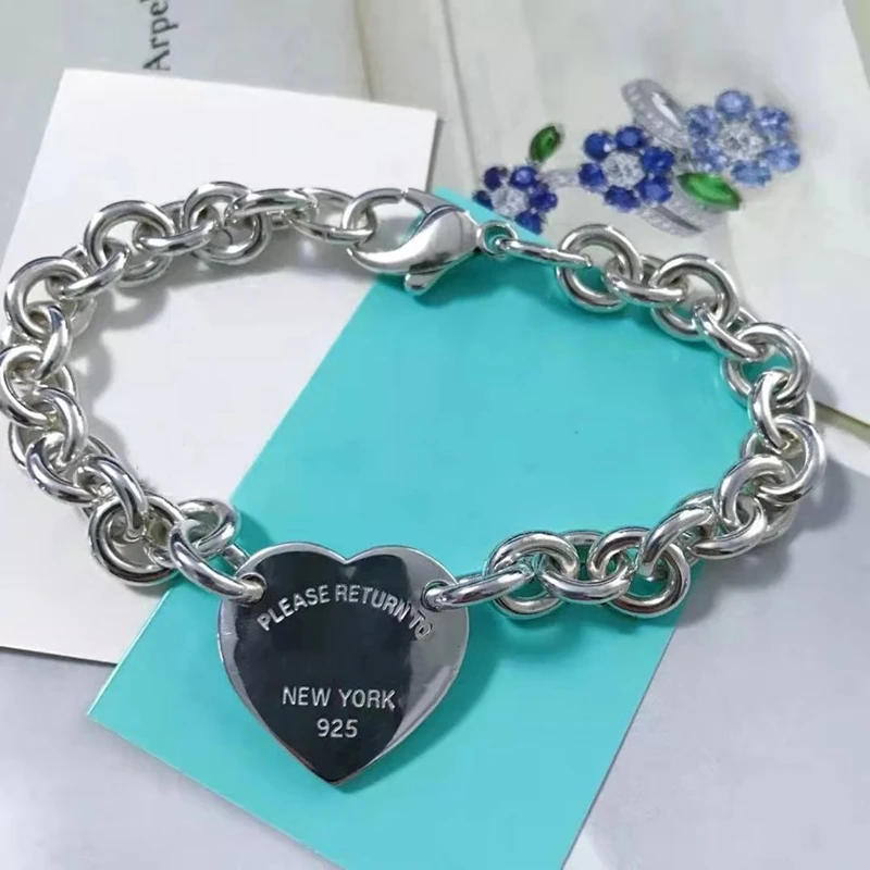 Горячая мода оригинальный 1:1 S925 серебро сердце браслет браслеты для женщин