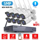 8-канальная IP-камера, Wi-Fi, NVR-комплект, система видеонаблюдения, 5 МП, наружная Водонепроницаемая цилиндрическая камера наблюдения с Wi-Fi, комплект системы видеонаблюдения, H.265