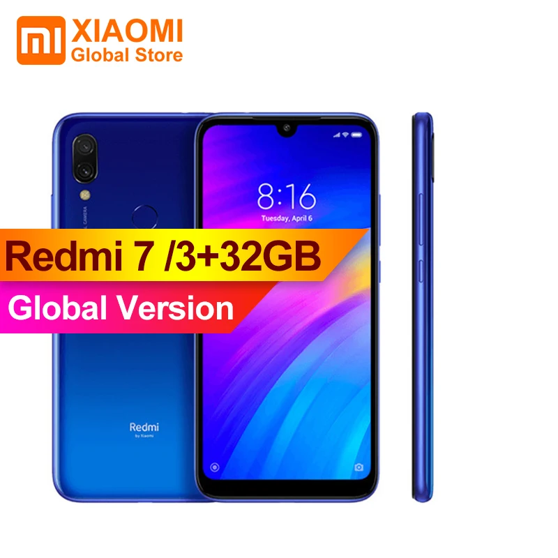 Глобальная версия Xiaomi Redmi 7 3 ГБ ОЗУ 32 Гб ПЗУ Snapdragon 632 Восьмиядерный 4G мобильный