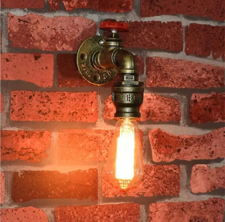 

Loft American Retro Wall Lights Bar Cafe Aisle Balcony Wall Decoration Wrought Iron Pipe Wall Lamp Light Fixtures