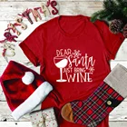 Seeyoushy Dear Santa Just Bring Wine Printed, женские футболки с графическим принтом, женская уличная одежда, эстетическая одежда с вырезом лодочкой размера плюс