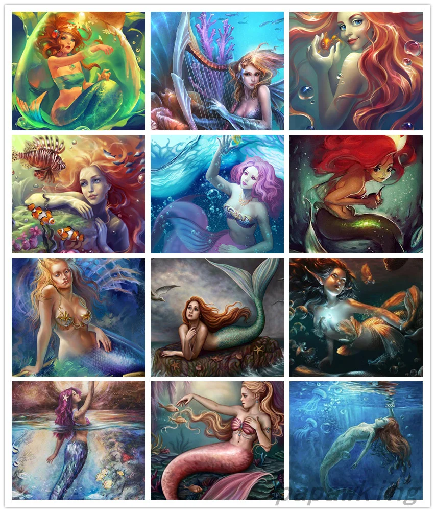 

Diy Mermaid Diamond Painting Full Square Round Diamond Cross Stitch Set Art Rhinestone Embroidery Home Decoration Pictures