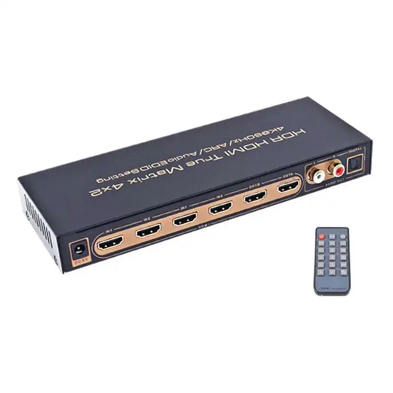 2.0 HDMI Switcher 4 in 2 out matrix HD 4K@60 4 in 2 out Computer monitor switcher Cable TV 1 in 2 display audio and video switch
