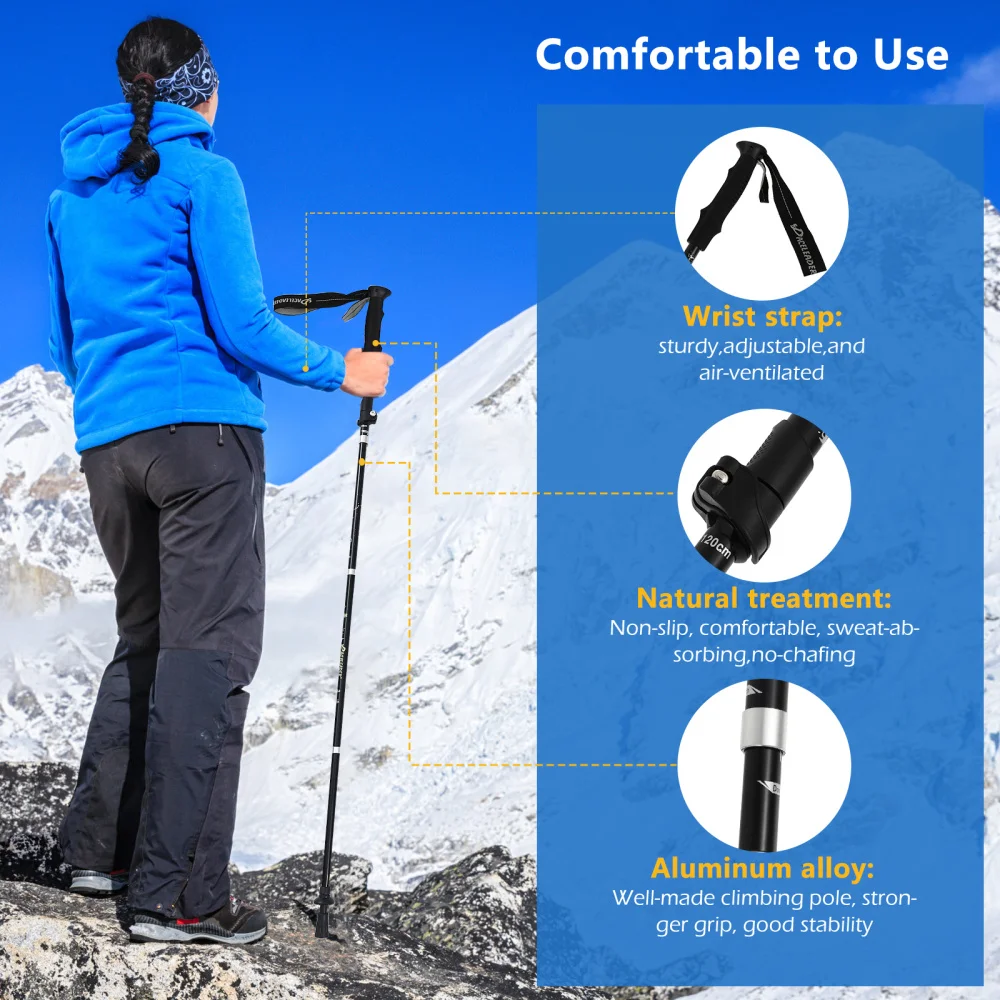 

1PC 5-Section Folding Trekking Pole Outdoor Hiking Aluminium Alloy Alpenstock