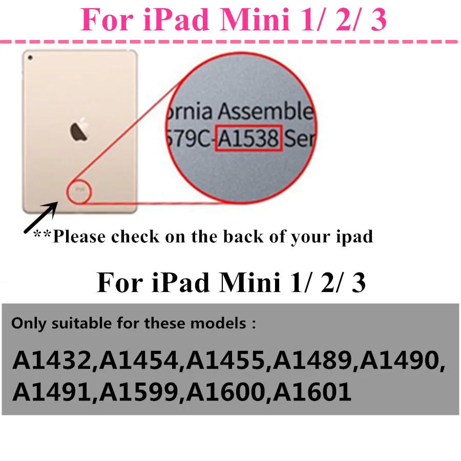 Чехол для iPad Mini 3 2 1 чехол из искусственной кожи силиконовая Мягкая задняя крышка