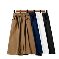 ladies fashion midi knee length solid skirts womens casual pocket korean elastic high waist a line pleated women skirt female