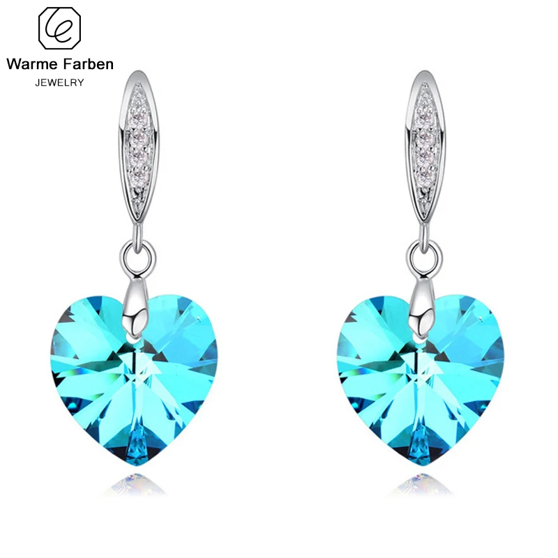 Женские серьги с инкрустированными кристаллами Swarovski элегантные вечерние капли