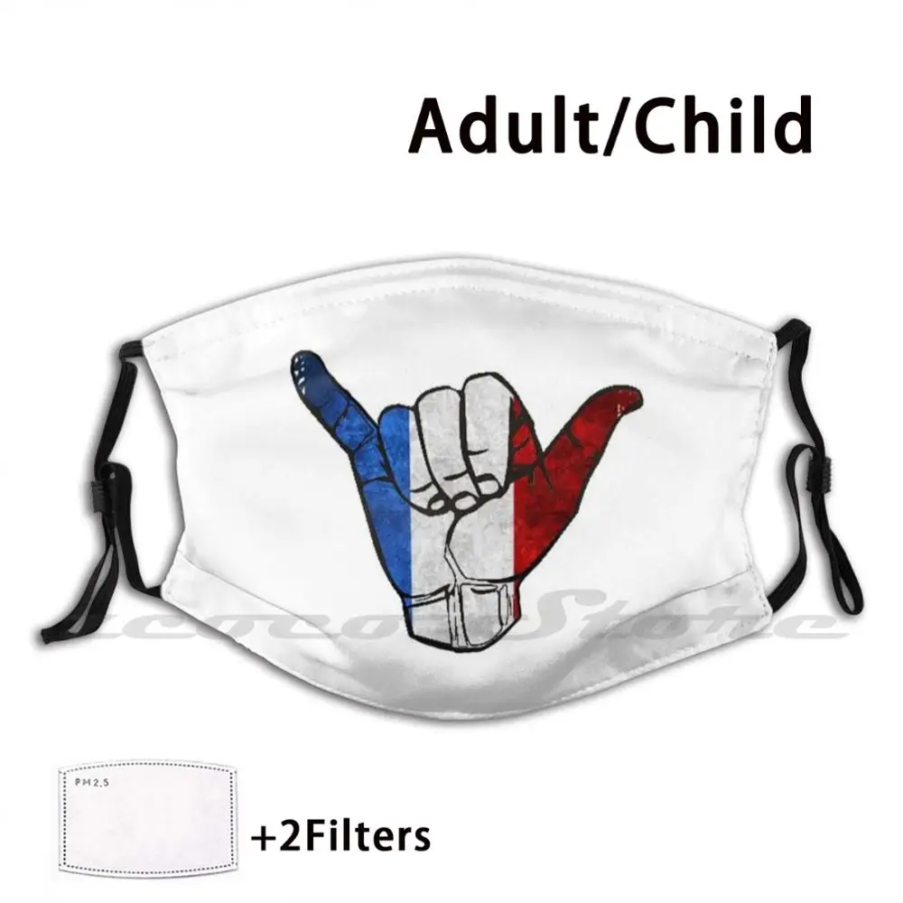 

Hang Loose-France Vintage Flag Custom Pattern Washable Filter Pm2.5 Adult Kids Mask Flag Vintage Flag Hang Loose Good Vibes