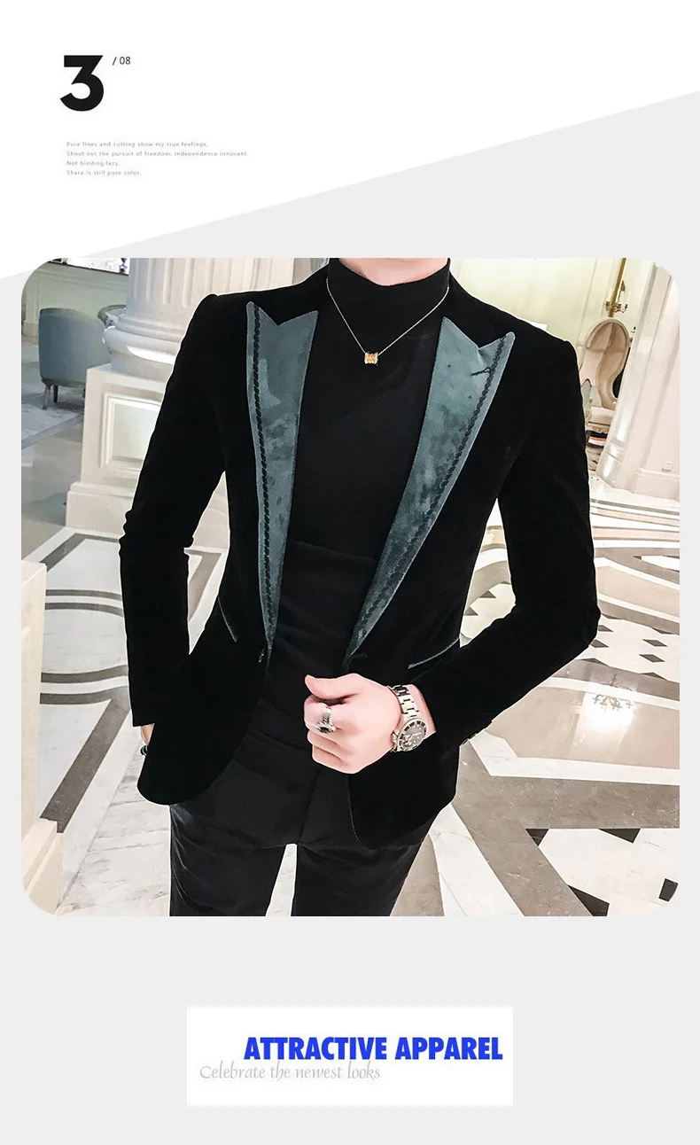 Замшевый костюм мужские Клубные блейзеры slim fit para caballero мужские Клубные костюмы куртки для вечеринок бархатный черный Стиль Блейзер с пайетками