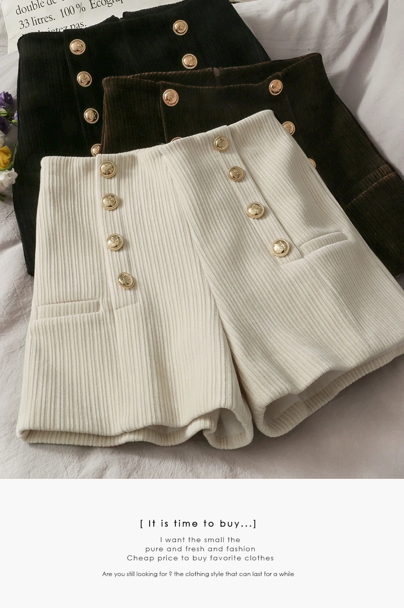 

High Waist Short Pants Women Short 2021 Autumn and Spring Solid Color All-Match Ladies Outer Shorts Boot Pants