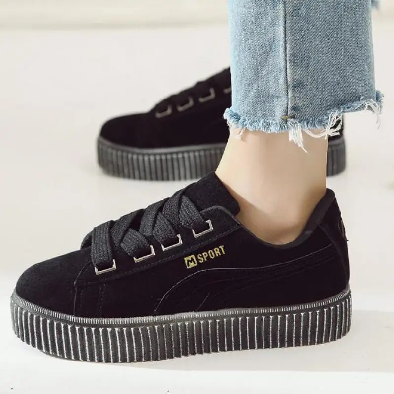 

Women Breathable Comfortable Platform Shoes Thick Bottom Flats Soft Leather Fashion Ladies Casual Creepers Shoe Unisex Sneakers