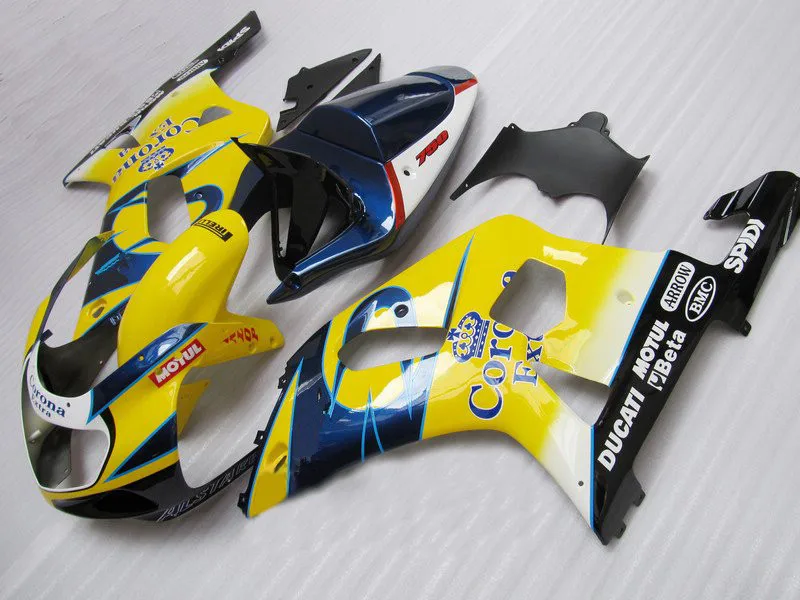 Набор обтекателей для GSXR600 750 01 02 03 GSXR 600 GSXR750 K1 2001 2002 2003 ABS Желтый Синий Обтекатели