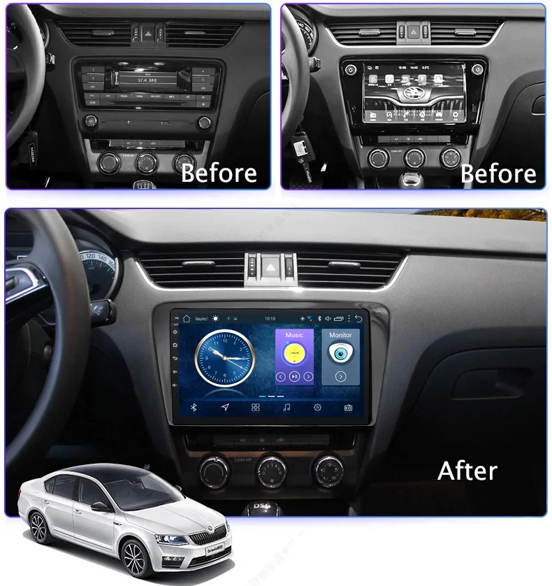 10 1 дюймов для skoda octavia 2014 2018 android 8 full touch автомобильный dvd Мультимедиа gps
