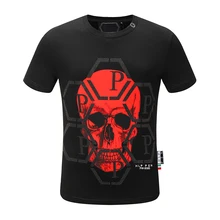 Vintage 2021ss Qp Philipp Plein Gothic T-shirt Men Top Brand Personalized PP Skull Letter Hot Diamond Cotton Tops M-3XL