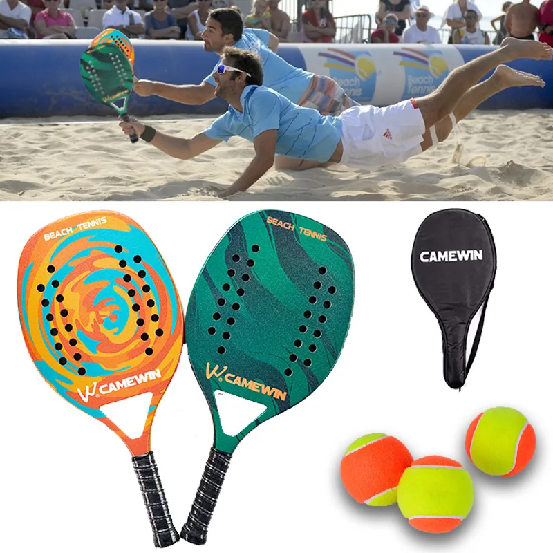 

Adult Beach Sports Tennis Straight Beat Male And Female General Carbon Fiber Surface Viscoelastic Foam EVA Beach Tennis Racket