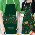 Зеленый Льняной Фартук на заказ, платье, подарок на рождественскую елку, лось, детский кухонный смешной кухонный фартук для женщин, аксессуары для выпечки