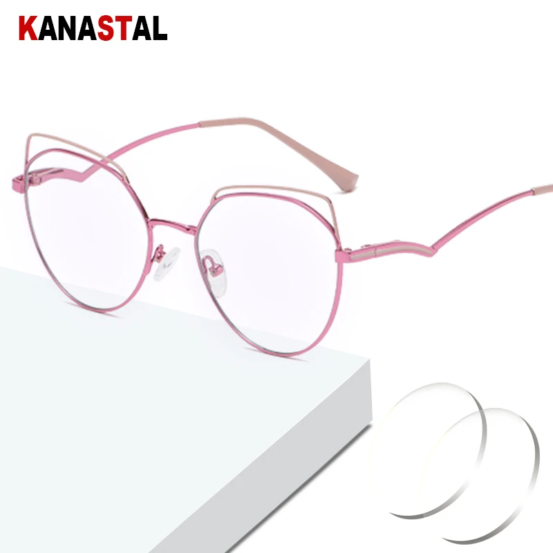

Women Blue Light Blocking Glasses Cat Eye Metal Frame Ladies Prescription Glasses Computer Myopia Hyperopia Eyewear WH503