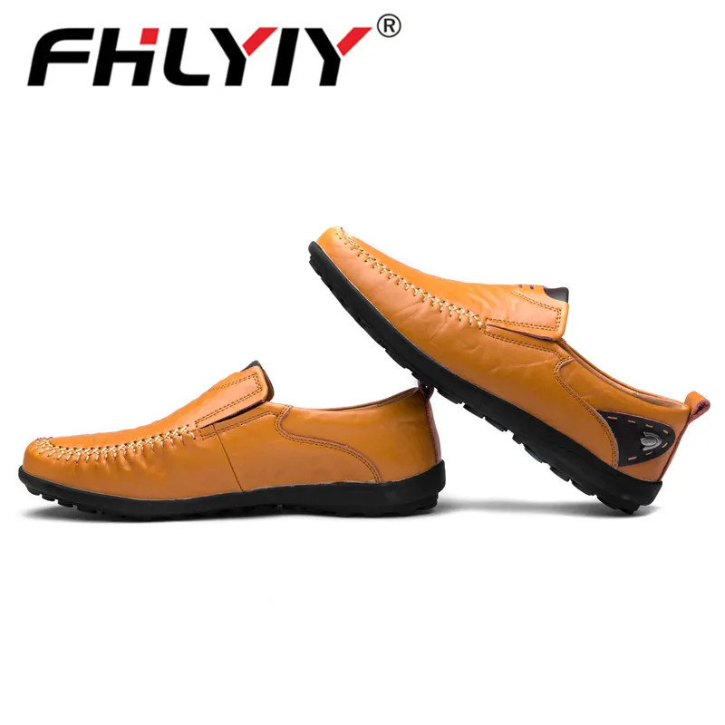 Мужские туфли на плоской подошве Fhlyiy 38-47 повседневная обувь мужские кожаные