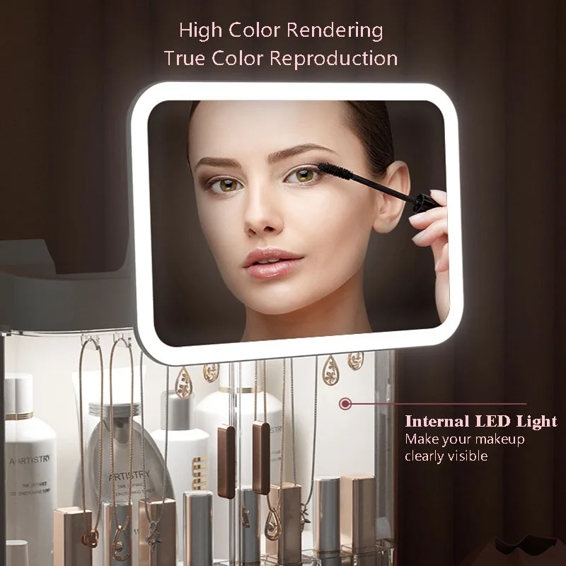 Светодиодный ящик для хранения косметики с выдвижными ящиками органайзеры лака