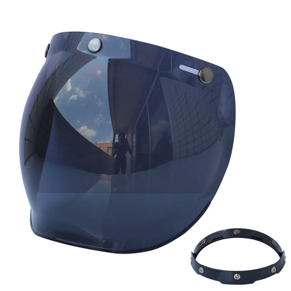 

Durable Motorcycle Helmet Lens Set Riding Retro Scratch Resistant Bubble Visor Windshield Universal Frame 3 Snap UV Protection