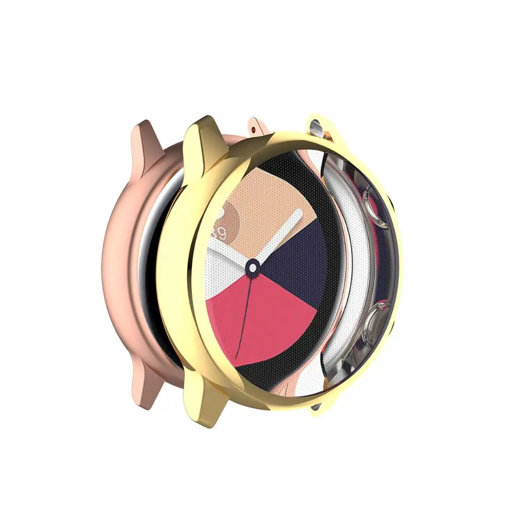 Electroplating gold Чехол для samsung galaxy watch active/active2 чехол бампер аксессуары протектор полное покрытие силиконовый защитный чехол для экрана - Цвет ремешка: Electroplating gold