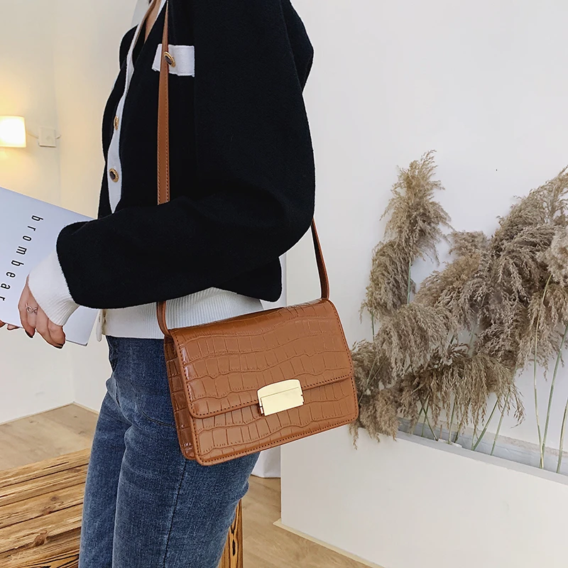 Новые сумки через плечо из искусственной кожи с каменным узором для женщин