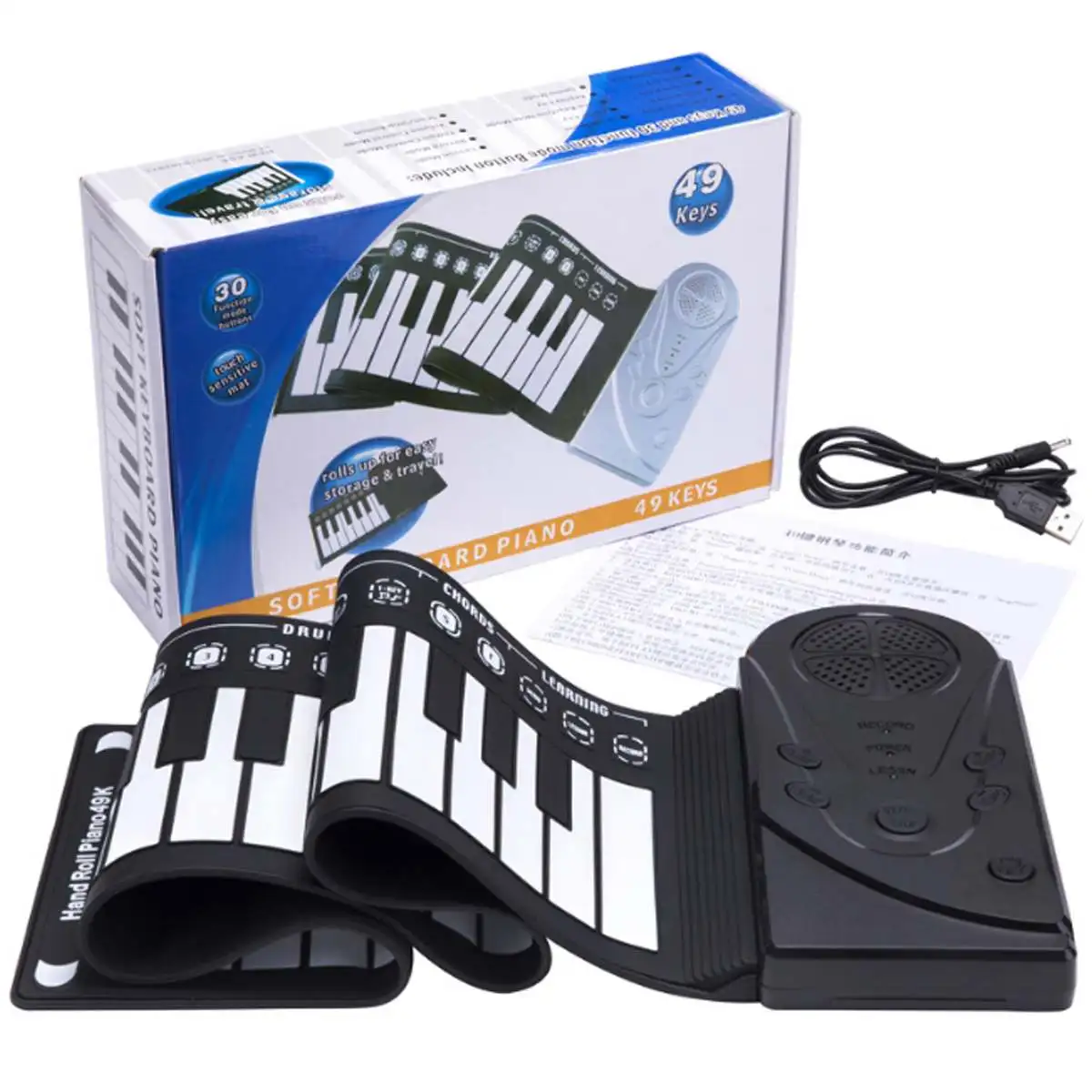 Портативное гибкое пианино с зарядкой от usb MIDI-клавиатура 49 Ключи, электронное пианино, кремниевое рулонное пианино для студентов, детей, начинающих