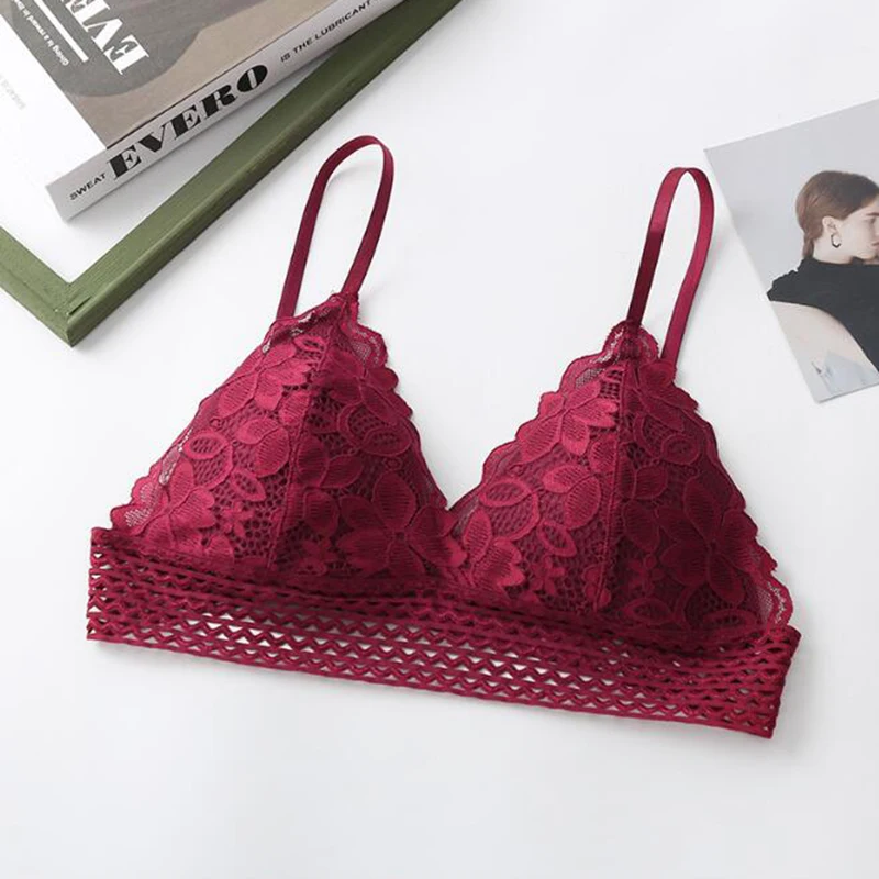 

Black Pink Push Up Bra Bralette Women Underwear Lingerie Sexy BH Seamless Lace Brassiere Pitted Without Underwire For Female