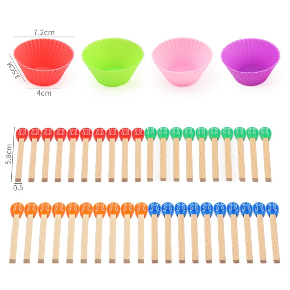 

Kids Wooden Match Stick Building Blocks Puzzle Game Teaching Aid Intelligent Toy Cartoon Pattern Bright Color Early Educational