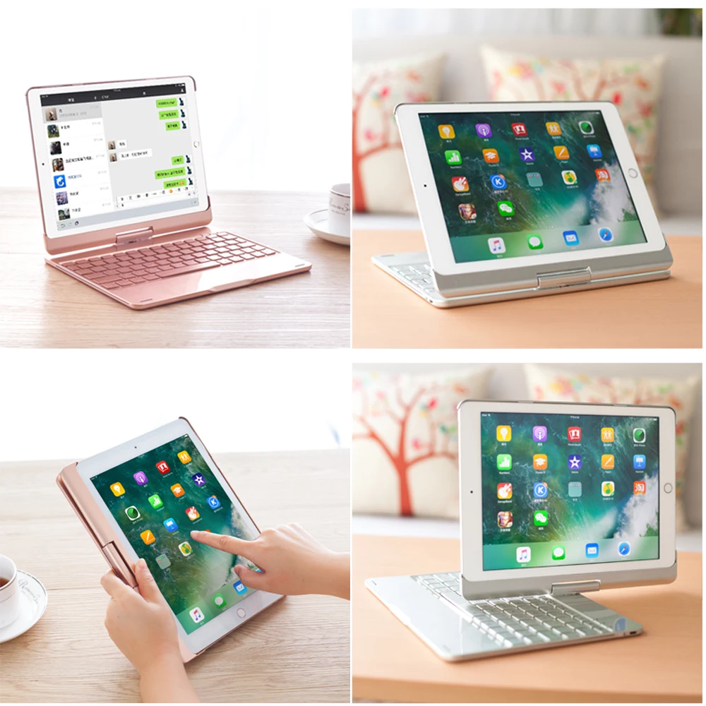 Поворотная bluetooth-клавиатура на 360 градусов, 7 цветов, чехол с подсветкой для Apple iPad Air 3 Pro 10,5 A1701 A1709