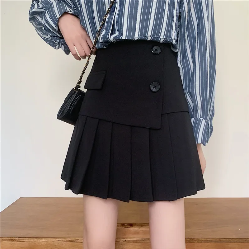 

Black skirts since pleated skirt waist skirt A word age season winter 2020 new show thin, irregular skirt