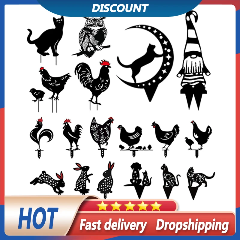 

Black Cat Silhouette Stake Yard Art Acrylic garden accessories Lawn Stakes Pet Sculpture for Yard Garden Decoration Outdoor