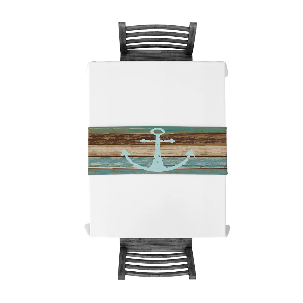 Винтажная настольная дорожка с якорем и текстурой древесины скатерти украшение