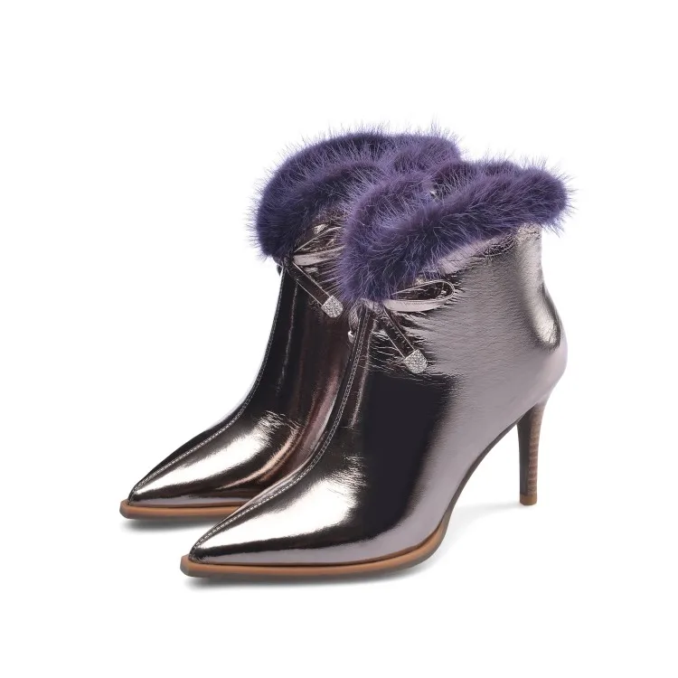 MLJUESE/женские ботильоны из коровьей кожи Зимние короткие плюшевые женские ботинки