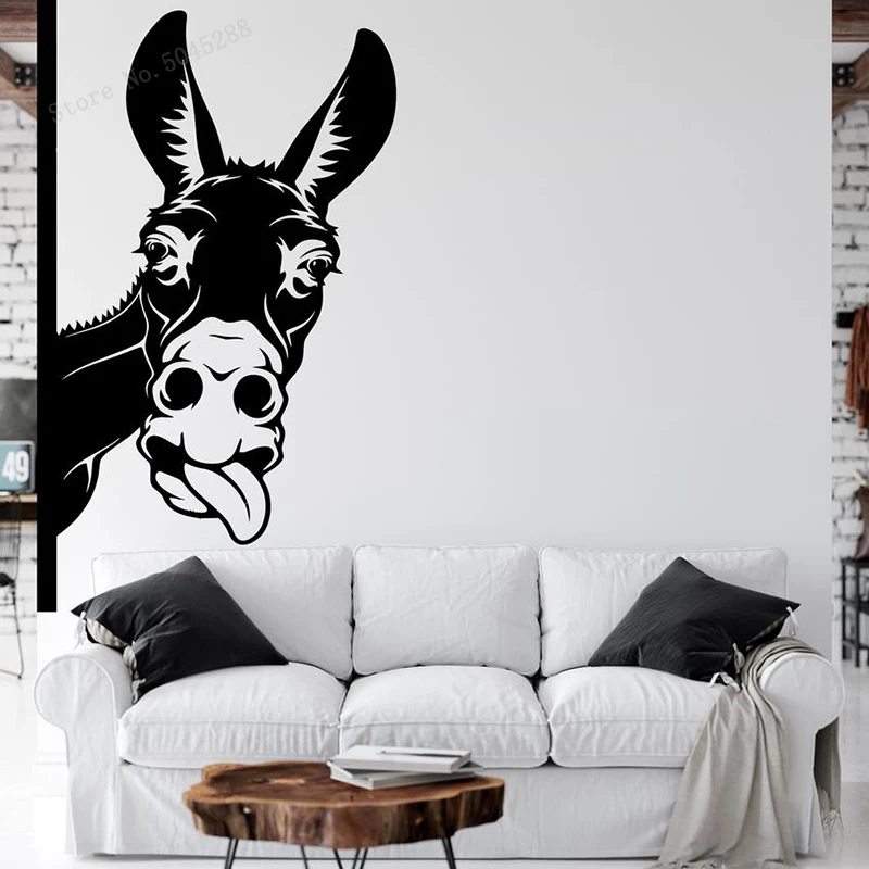 Осел глава Наклейка на стену Ослик Wall Art для домашнего декора анималистический