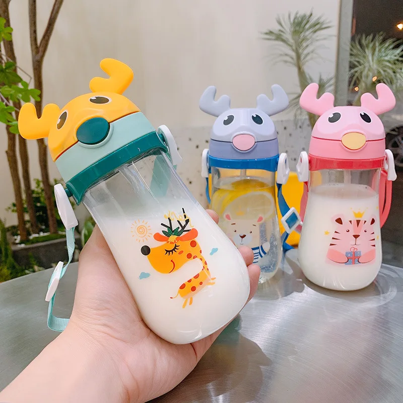 Новая Милая чашка с оленьими рогами детская для воды пластиковая крышка бомбой