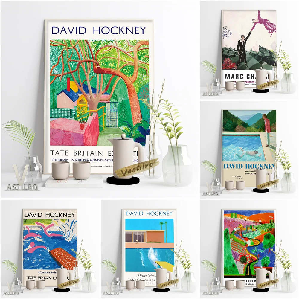 

David Hockney Cubism Exhibition Museum Canvas Painting A Bigger Splash Prints Art Retro Poster Pool With Two Figures Wall Decor