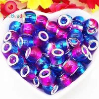 10 pcs clear color big hole glass european spacer beads charms fit pandora bracelet bangle diy women necklace for jewelry making