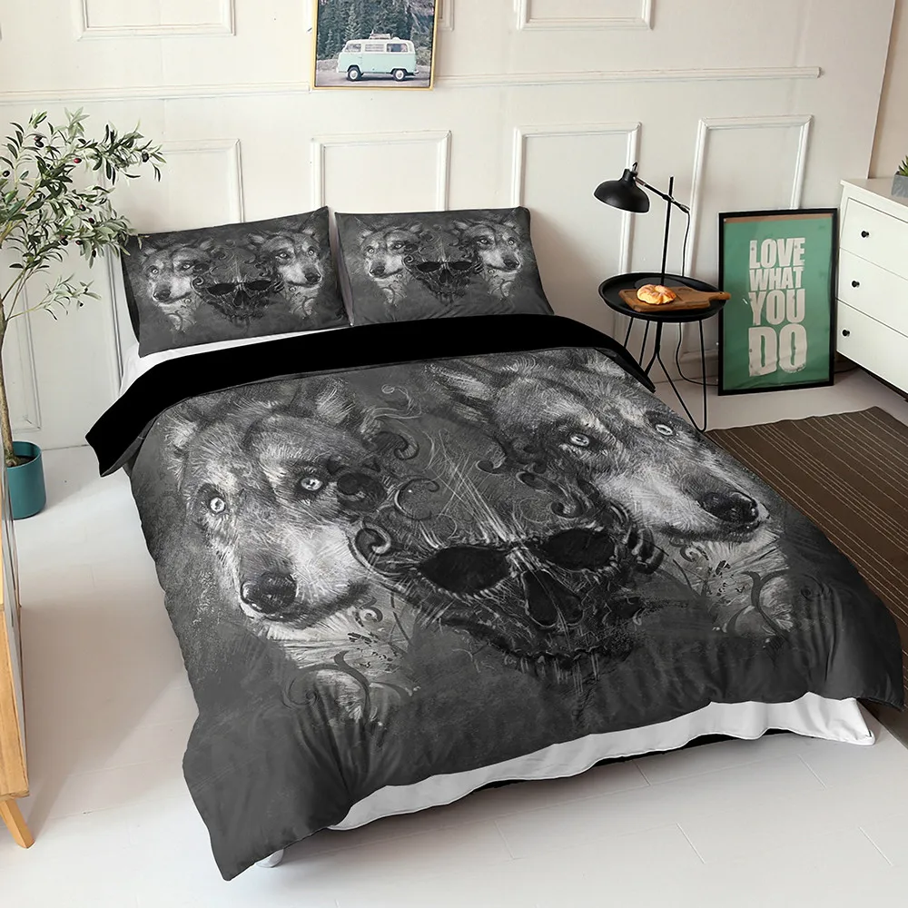 

Комплект постельного белья yi chu xin с 3d-изображением волчьего черепа, пододеяльник, кровать king/queen/twin, Размер 2/3 шт., Комплект постельного белья ...