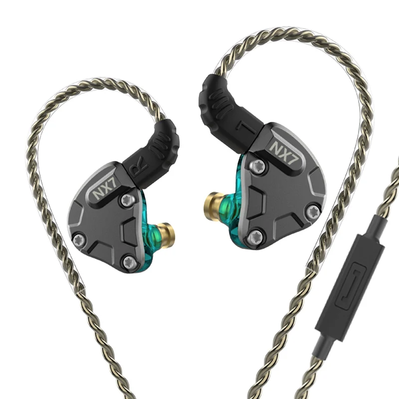 NX7 Cyan with mic NICEHCK NX7 IEM наушники в ухо 4BA+ двойной карбоновый нанотрубка динамический Пьезоэлектрический Керамический Гибридный 7 Драйвер единиц IEM DJ наушники - Цвет: NX7 Cyan with mic