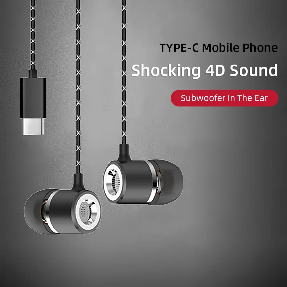 Проводные наушники с разъемом Type-C металлический Универсальный микрофон