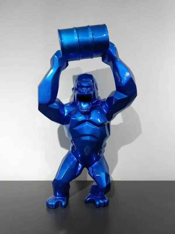 65 см большая геометрическая обезьяна King Kong украшение для гостиной Горилла скульптура FRP современная статуя подарок на день рождения для свадьбы R3541 - Цвет: Синий