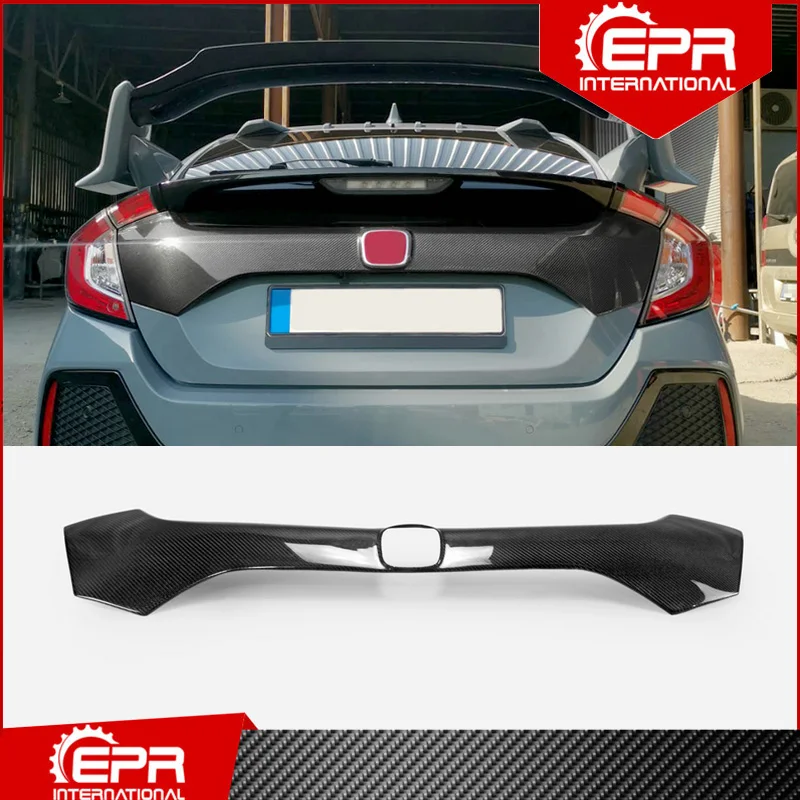 Для Civic TYPE-R FK8 карбоновое волокно задняя Лицензия Накладка (Stick on) глянцевый