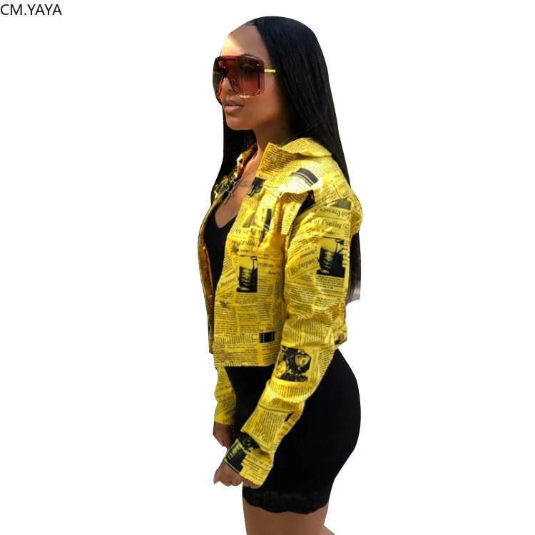 Новинка 2019 осенне зимние женские куртки с длинным рукавом и принтом газетных