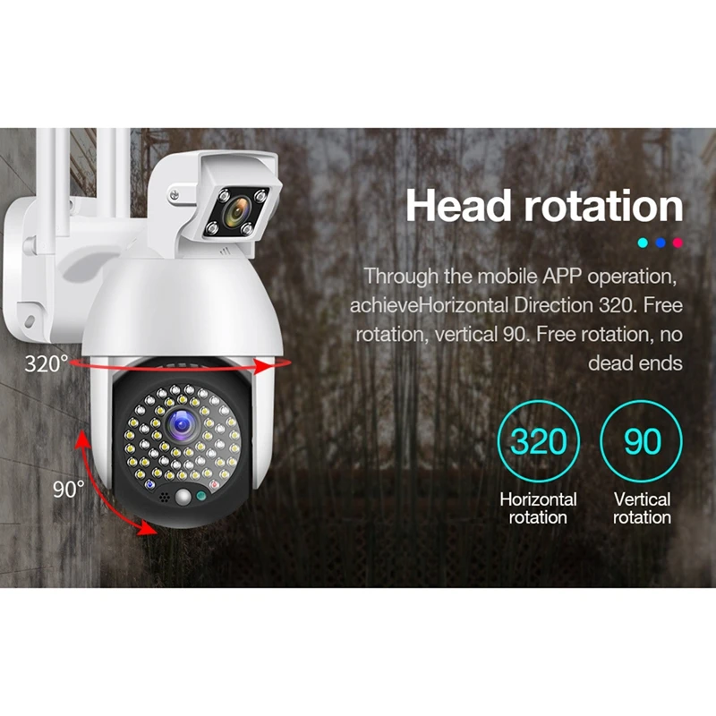

Dual-Lens PTZ e Camera, Wireless WiFi Surveillance Camera,2 Million Pixels, 1080P HD(EU Plug)