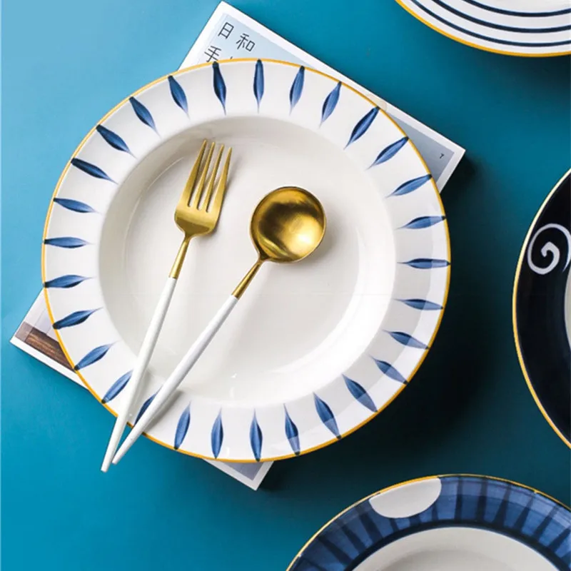 

Горячая Распродажа керамическая посуда ручной работы в японском стиле, тарелка для пасты, рамен