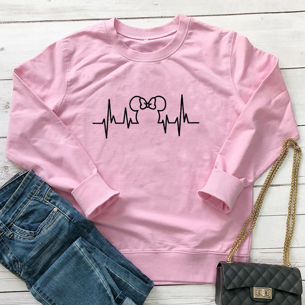 

sweatshirts 2020 Plus Size Harajuku Tops Summer Graphic Women Mickeyi Mouse Heartbeat Kawaii sweatshirts S-XXXL Camisas Mujer