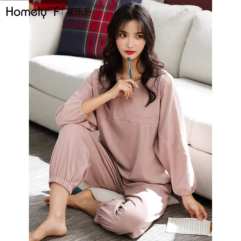 Pajamas Womens Spring and Autumn Cotton Long Sleeved Clothing Full Cotton Thin Section Spring Leisure Can Go out Suitable for