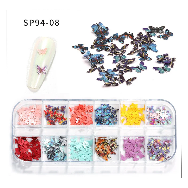 

300pcs/set Manicure Long-bar Box Wood Pulp Sheet Color Flower Butterfly Wood Pulp Sheet Nail Sticker Set Nail Art Decorations