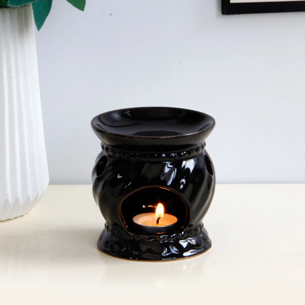 Керамическая ароматическая горелка лампа с эфирным маслом подсвечник черный для
